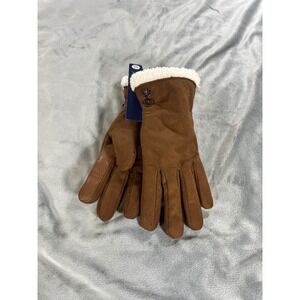 Isotoner Women's Microsuede Gloves SmartTouch, SmartDri, Cognac, S/M, NWT $42